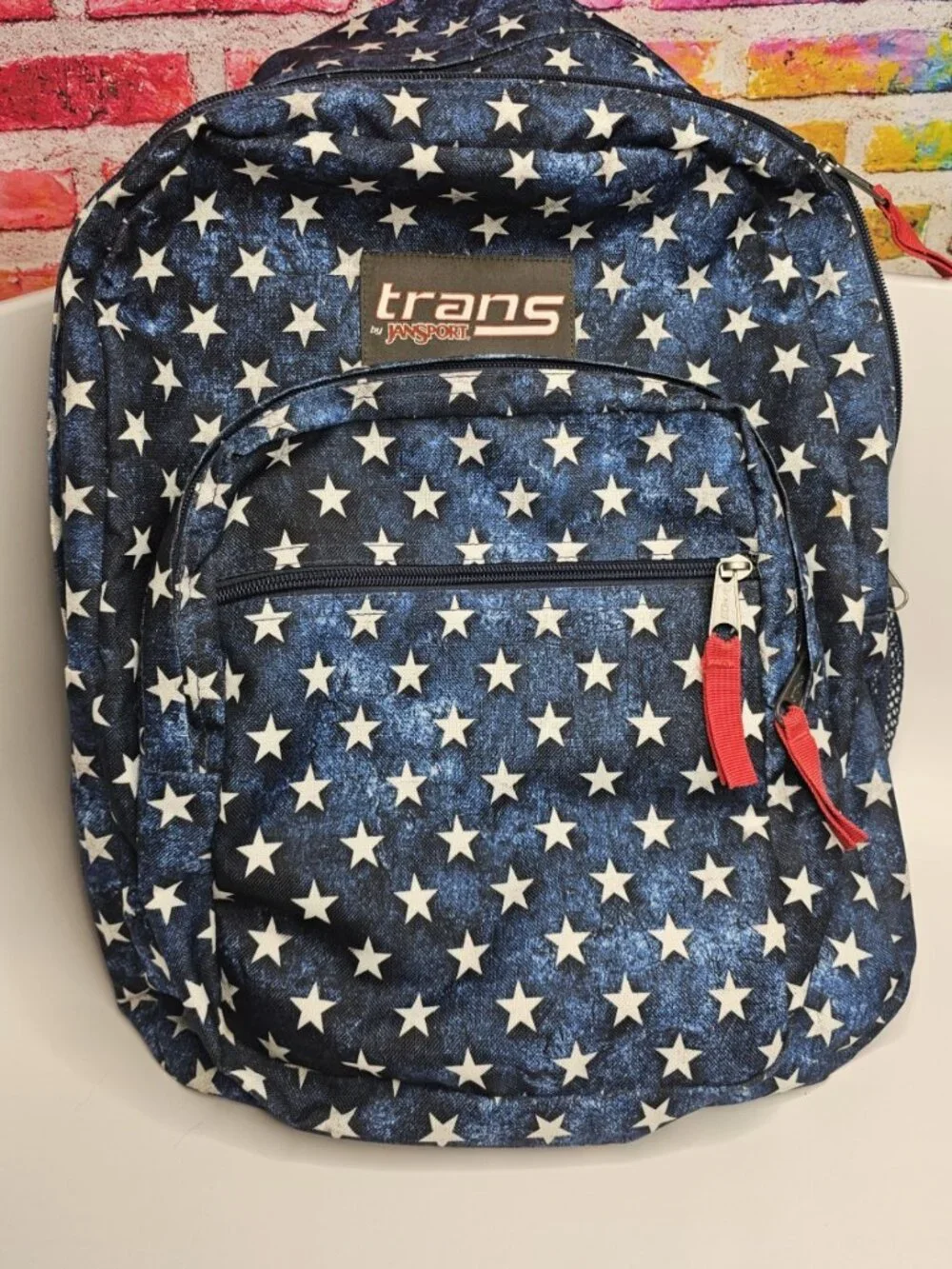 Jansport Trans Supermax Backpack Blue White Stars School Travel Pack 17